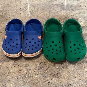 CROCS Kids blue and green